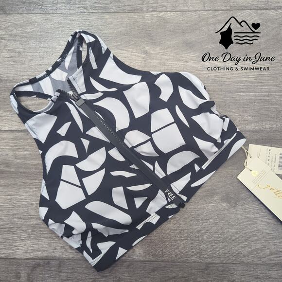 Gottex Free Sport Zip Crop Bikini Top Size 6 - Picture 3 of 6